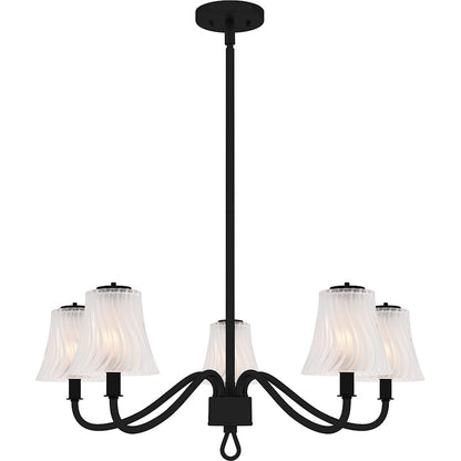 McKinney 5Lt Chandelier, Black/Clear/Sandblasted/Swirl