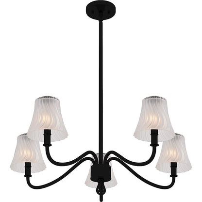McKinney 5Lt Chandelier, Black/Clear/Sandblasted/Swirl