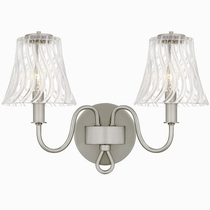 Quoizel McKinney 2Light Bath Light, Brushed Nickel/Clear Swirl Glass - MCK8615BN