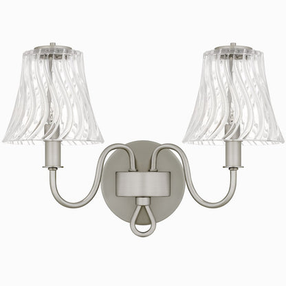 McKinney 2Light Bath Light, Brushed Nickel/Clear Swirl Glass