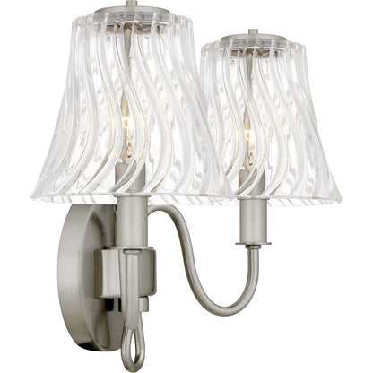 McKinney 2Light Bath Light, Brushed Nickel/Clear Swirl Glass