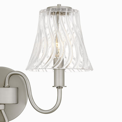 McKinney 2Light Bath Light, Brushed Nickel/Clear Swirl Glass