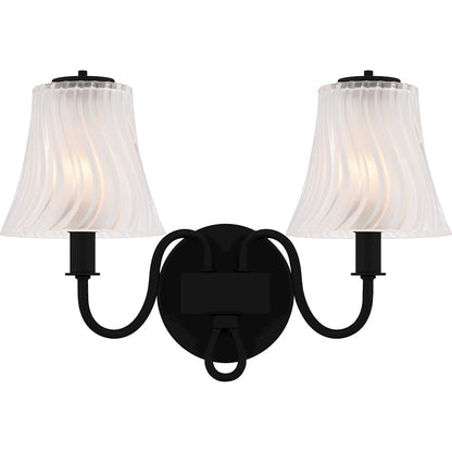 Quoizel McKinney 2Lt Bath Light, Black/Clear/Sandblasted/Swirl - MCK8615MBK
