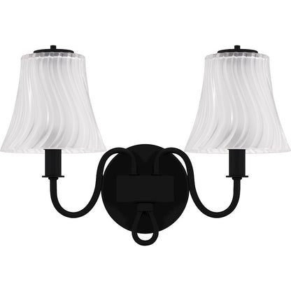 McKinney 2Lt Bath Light, Black/Clear/Sandblasted/Swirl