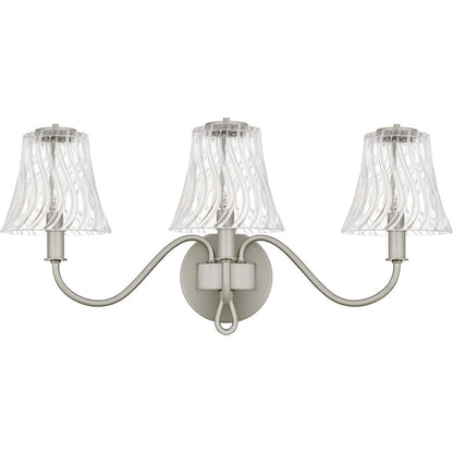 McKinney 3Light Bath Light, Brushed Nickel/Clear Swirl Glass