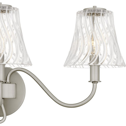 McKinney 3Light Bath Light, Brushed Nickel/Clear Swirl Glass