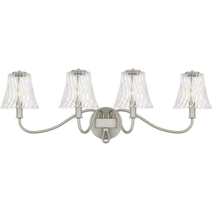 Quoizel McKinney 4Light Bath Light, Brushed Nickel/Clear Swirl Glass - MCK8631BN