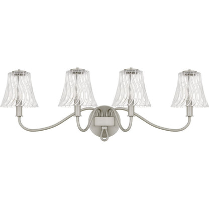 McKinney 4Light Bath Light, Brushed Nickel/Clear Swirl Glass