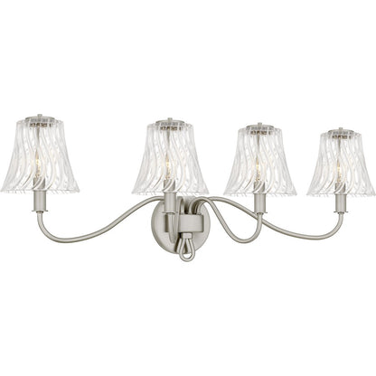 McKinney 4Light Bath Light, Brushed Nickel/Clear Swirl Glass