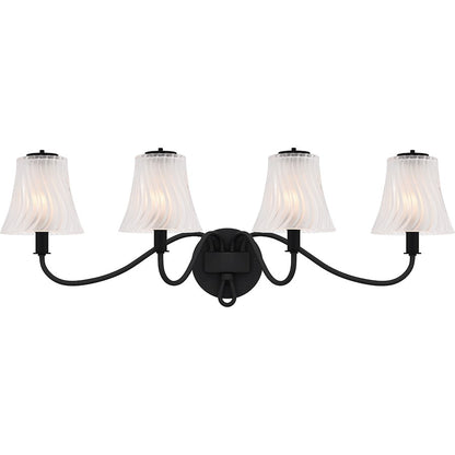 Quoizel McKinney 4Lt Bath Light, Black/Clear/Sandblasted/Swirl - MCK8631MBK