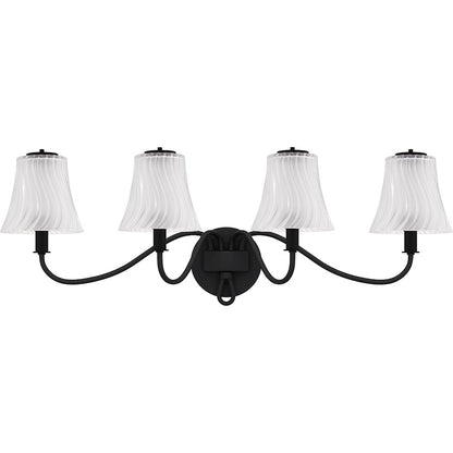 McKinney 4Lt Bath Light, Black/Clear/Sandblasted/Swirl