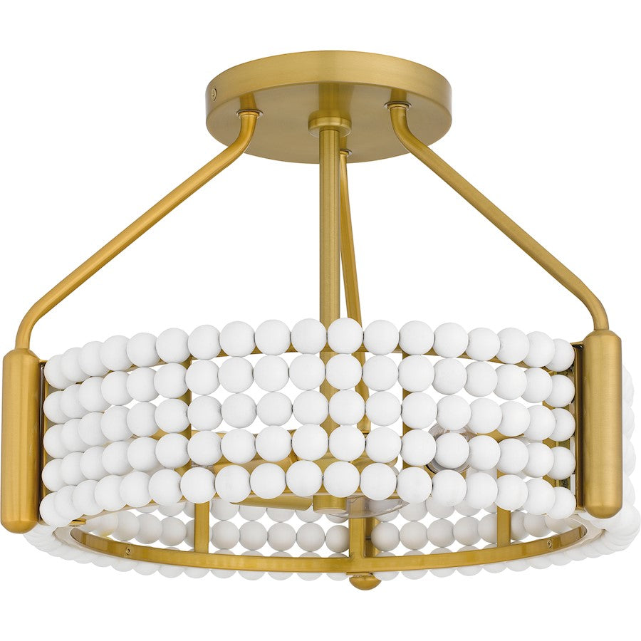 Molly 3 Light Semi-Flush Mount, Brushed Gold