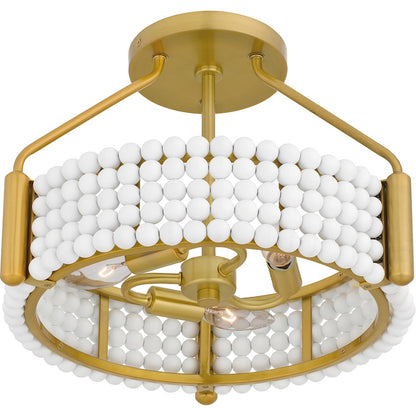 Molly 3 Light Semi-Flush Mount, Brushed Gold