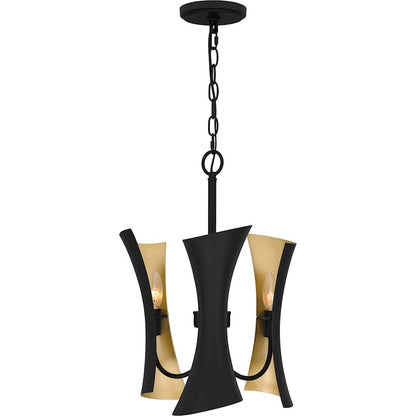 Myla 3 Light Pendant, Black/Black Metal Shade Gold Inside