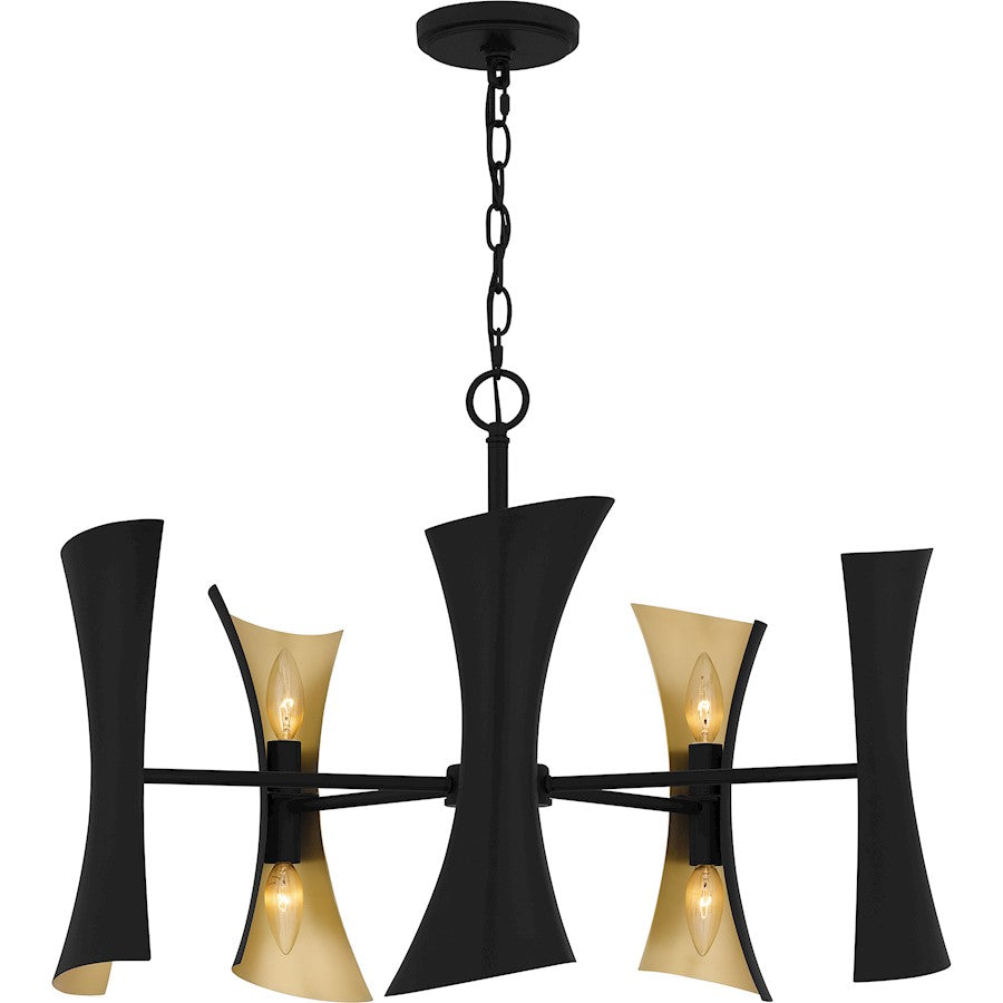 Myla 10 Lt Chandelier, Black/Black Metal Shade Gold Inside