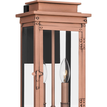 Noelle 2 Light 16" Outdoor Wall Lantern, Aged Copper/Glass