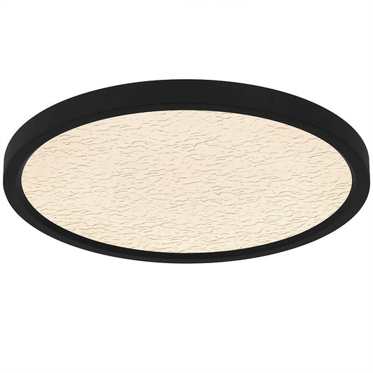 Quoizel Outskirts LED 15" Flush Mount, Black/Clear Textured Acrylic - OSTC1715EK