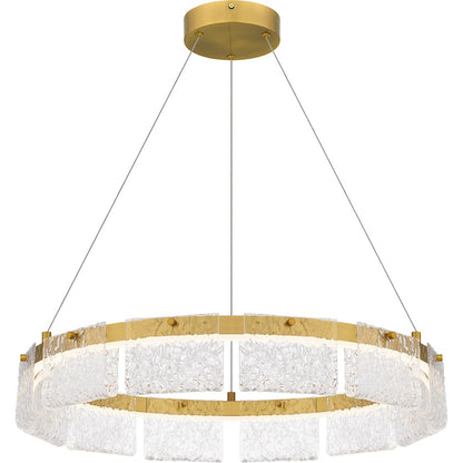 Quoizel Alice Integrated LED Pendant, Gold/Clear Hammered Acylic - PCACE2824BRG