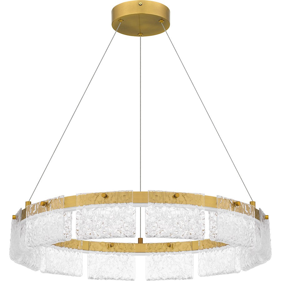 Alice Integrated LED Pendant, Gold/Clear Hammered Acylic