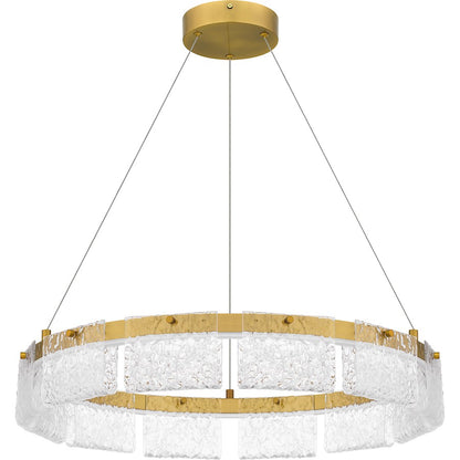 Alice Integrated LED Pendant, Gold/Clear Hammered Acylic