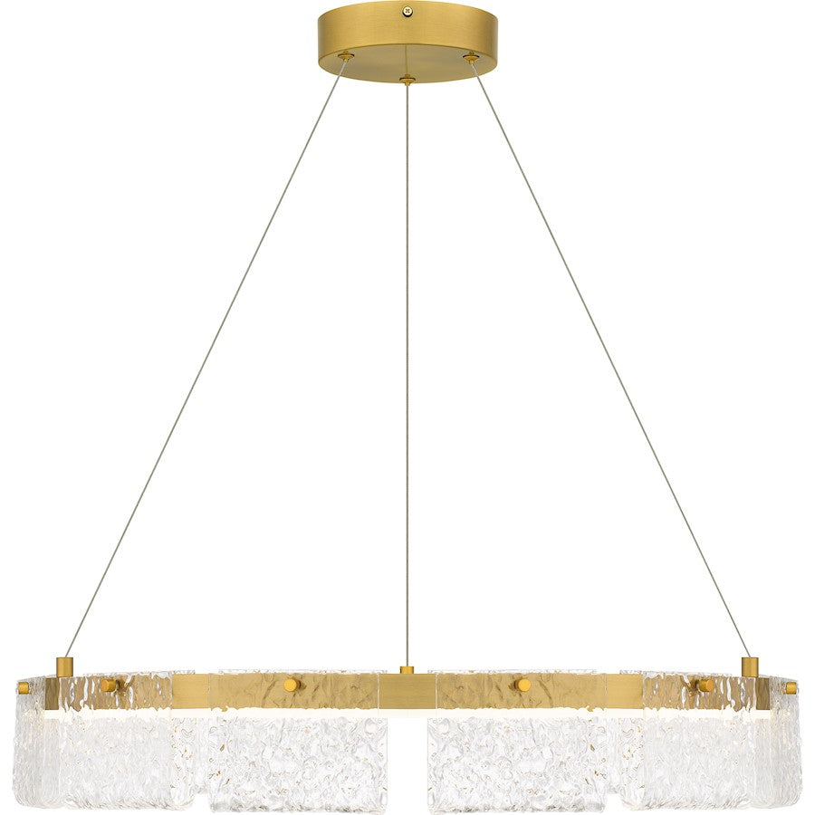 Alice Integrated LED Pendant, Gold/Clear Hammered Acylic