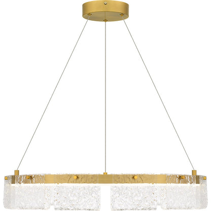 Alice Integrated LED Pendant, Gold/Clear Hammered Acylic