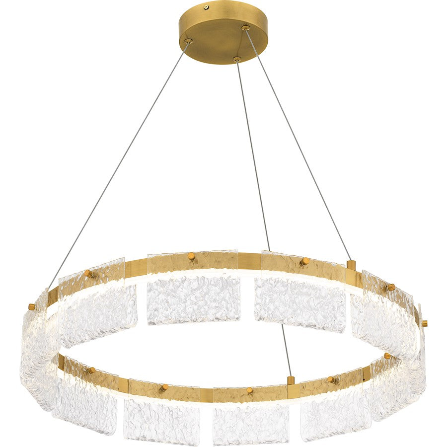 Alice Integrated LED Pendant, Gold/Clear Hammered Acylic