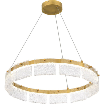 Alice Integrated LED Pendant, Gold/Clear Hammered Acylic