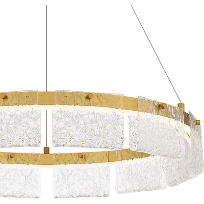 Alice Integrated LED Pendant, Gold/Clear Hammered Acylic