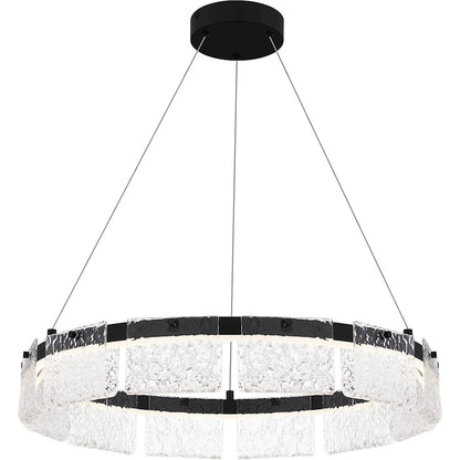 Quoizel Alice Integrated LED Pendant, Black/Clear Hammered Acylic - PCACE2824MBK