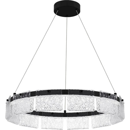 Alice Integrated LED Pendant, Black/Clear Hammered Acylic