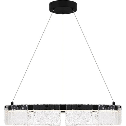 Alice Integrated LED Pendant, Black/Clear Hammered Acylic