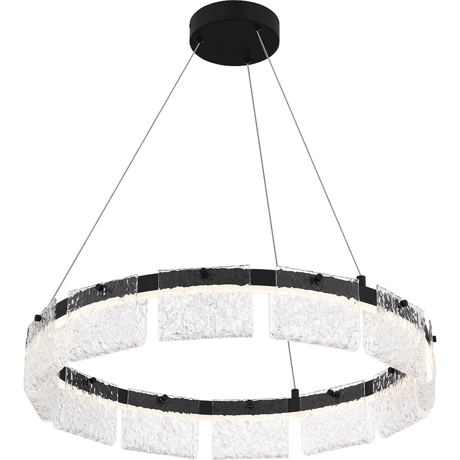 Alice Integrated LED Pendant, Black/Clear Hammered Acylic