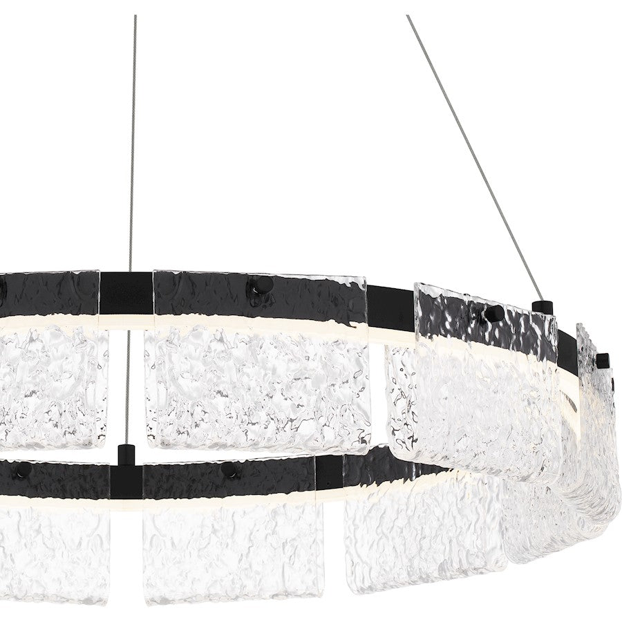 Alice Integrated LED Pendant, Black/Clear Hammered Acylic