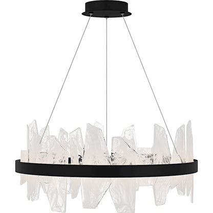 Aurelia Light Chandelier, Matte Black/White Swirl Glass