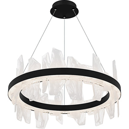 Aurelia Light Chandelier, Matte Black/White Swirl Glass
