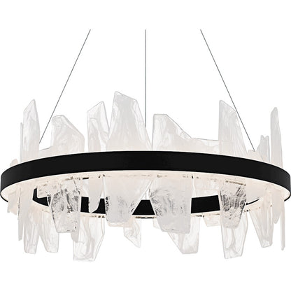 Aurelia Light Chandelier, Matte Black/White Swirl Glass