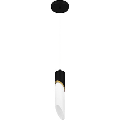 Alys 1Light Mini Pendant, Matte Black/Alabaster Glass