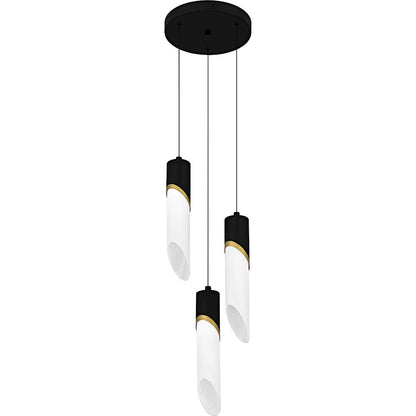 Alys 3Light Pendant, Matte Black/Alabaster Glass