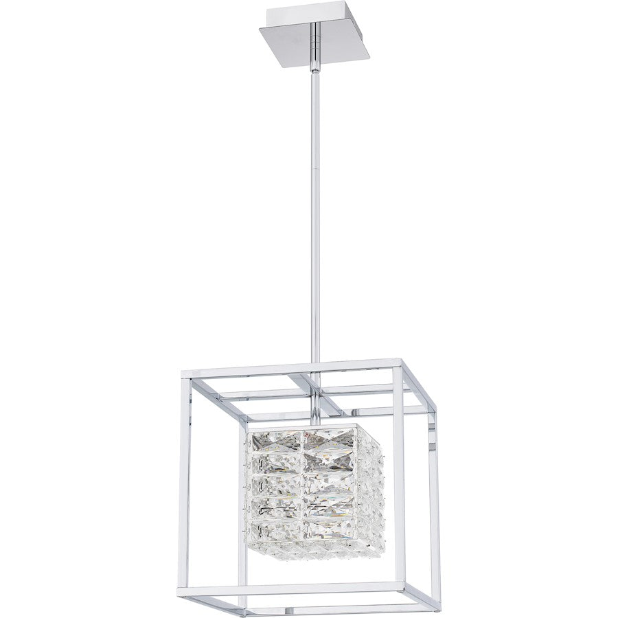 Dazzle Integrated LED Pendant, Chrome/Clear Crystal Glass