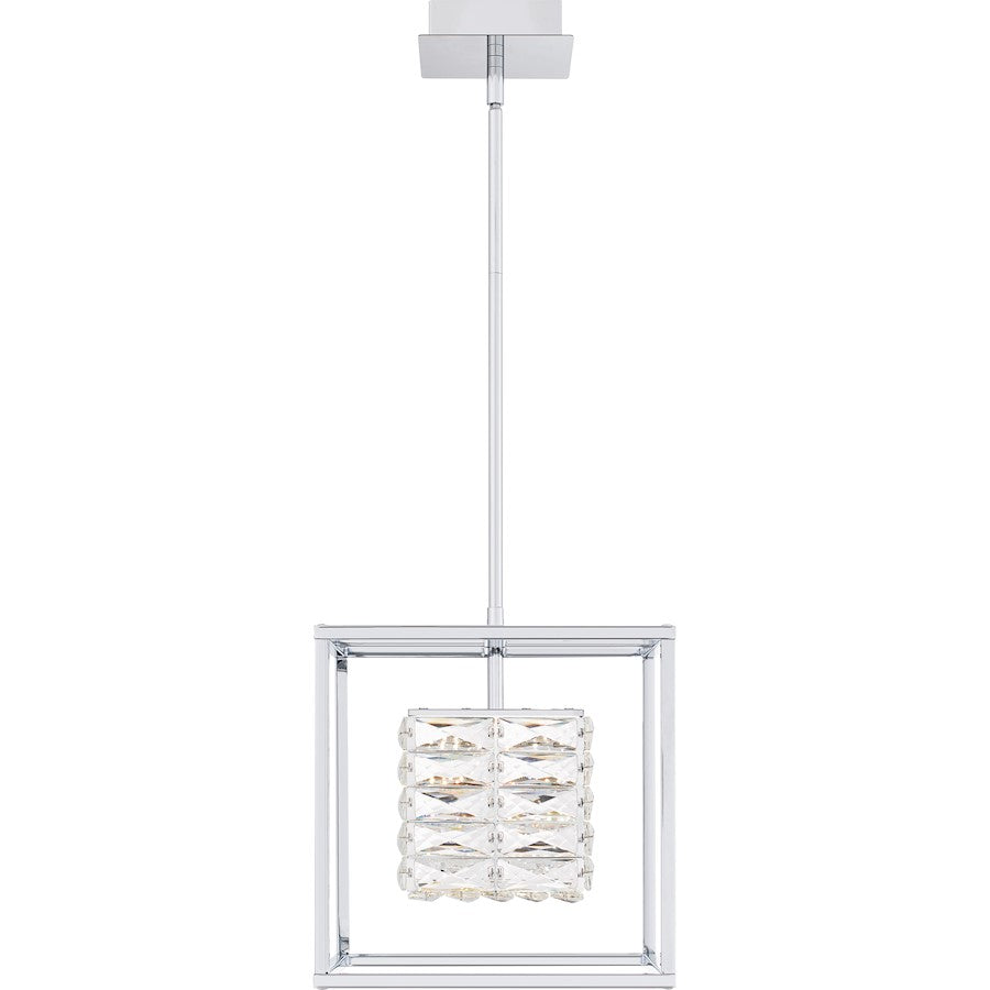 Dazzle Integrated LED Pendant, Chrome/Clear Crystal Glass