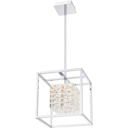 Dazzle Integrated LED Pendant, Chrome/Clear Crystal Glass