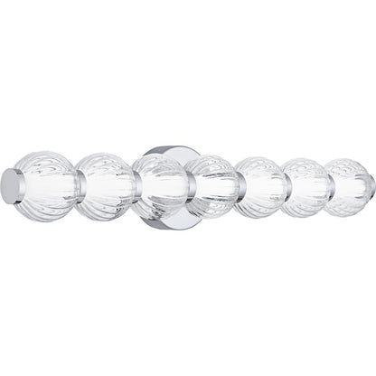 Elway LED 25" Bath Light, Polished Chrome/Clear Ribbed