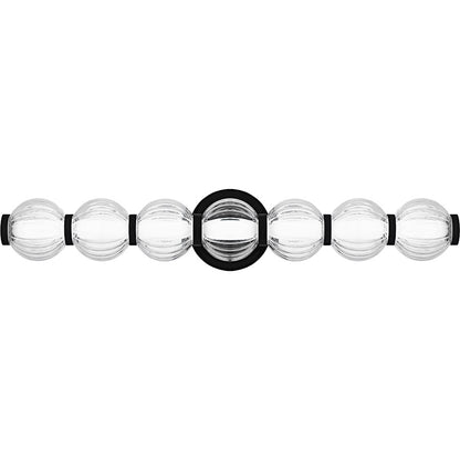 Quoizel Elway LED 25" Bath Light, Matte Black/Clear Ribbed Glass - PCELW8525MBK