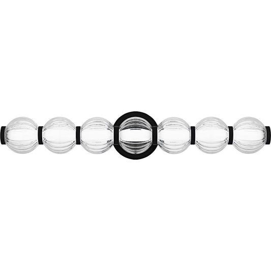 Quoizel Elway LED 25" Bath Light, Matte Black/Clear Ribbed Glass - PCELW8525MBK