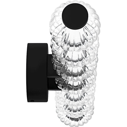 Elway LED 25" Bath Light, Matte Black/Clear Ribbed Glass