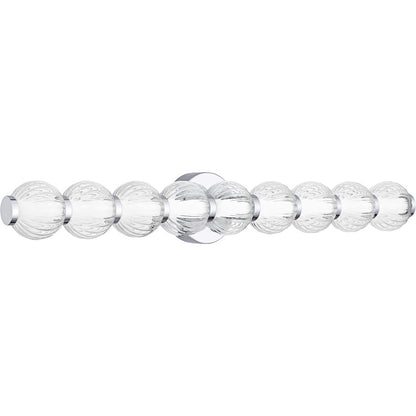 Elway LED 32"Bath Light, Polished Chrome/Clear Ribbed Glass