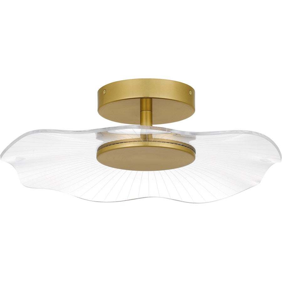 Ibis Integrated LED Semi-Flush Mount, Gold/Clear Acrylic