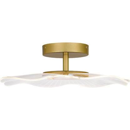 Ibis Integrated LED Semi-Flush Mount, Gold/Clear Acrylic