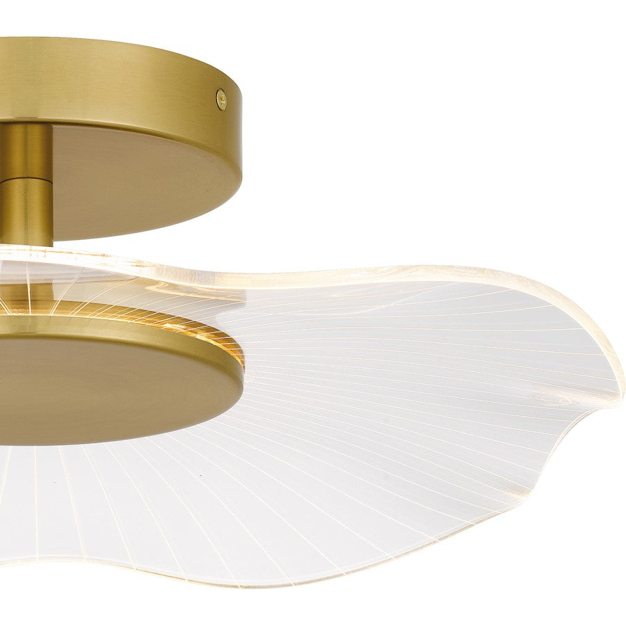 Ibis Integrated LED Semi-Flush Mount, Gold/Clear Acrylic